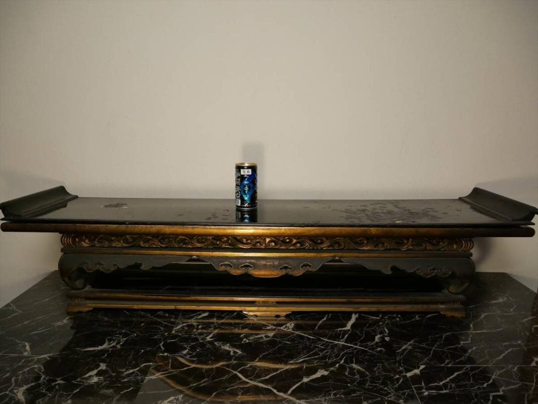 限定値下　収集品　歴史ある寺院の整理品　木製本金箔　幅115㎝　西用　3327