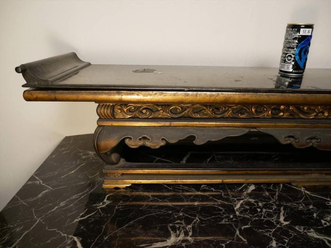 限定値下　収集品　歴史ある寺院の整理品　木製本金箔　幅115㎝　西用　3327