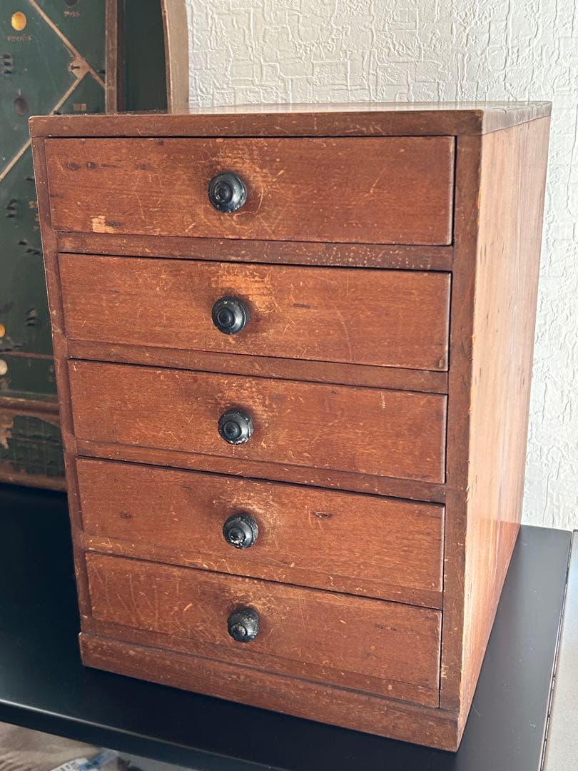 古道具　5杯抽斗　小引き出し　ヴィンテージ　アンティーク　ドロアー　昭和レトロ
