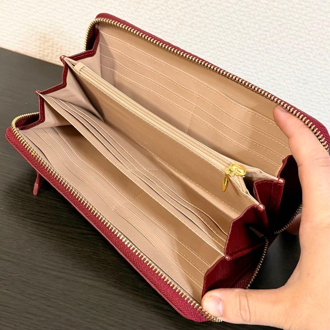 未使用品 カイマンクロコダイル一枚革 長財布 ロングウォレット メンズ レッド