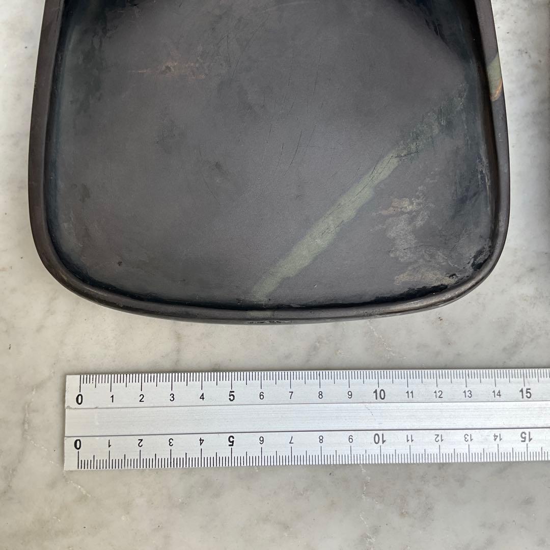 彫刻模様の硯、中国端硯、唐木ケース