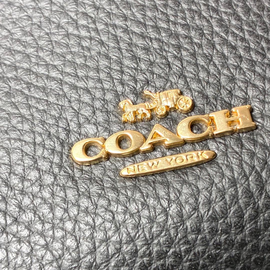 美品　コーチ 大容量 トートバッグ 本革 レザー 黒 ターンロック　マーケット