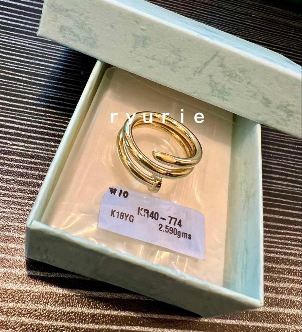 18金K18レディースデザインリングNAIL 号10