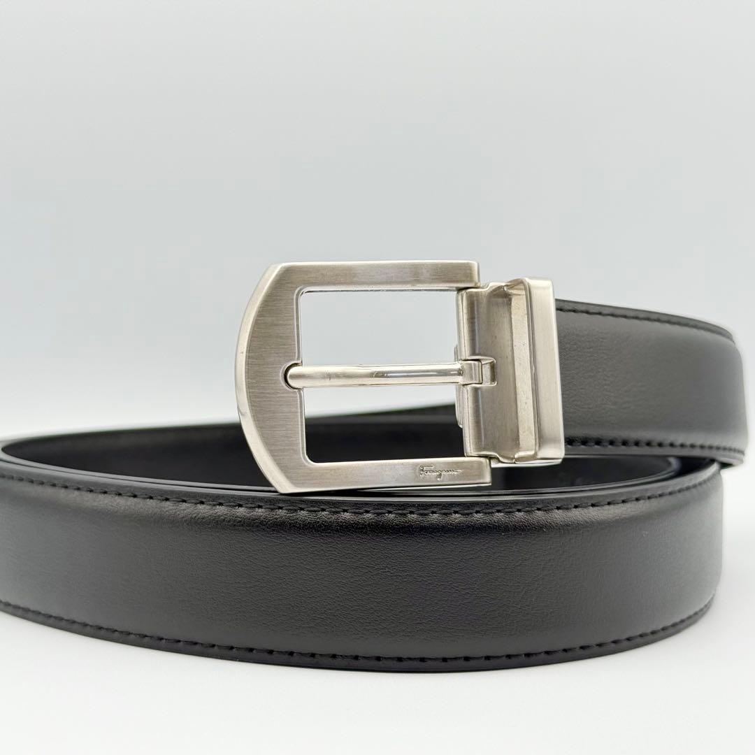 ✨良品✨フェラガモ ベルト シルバー金具 メンズ 本革 ビジネス 新品ベルト