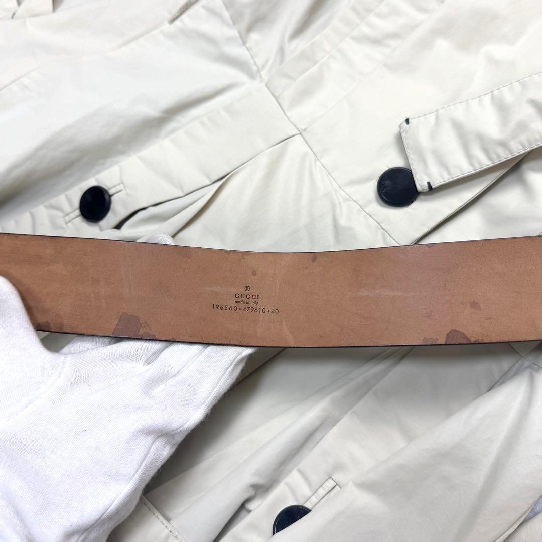 グッチ トムフォード期 ナイロン トレンチコート ヘップバーン型 レザーベルト