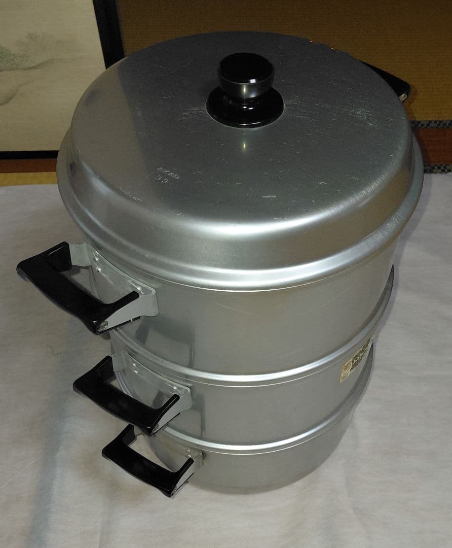 3段アルミ蒸し器 33センチ 　　　　　　(業務用)三升蒸し