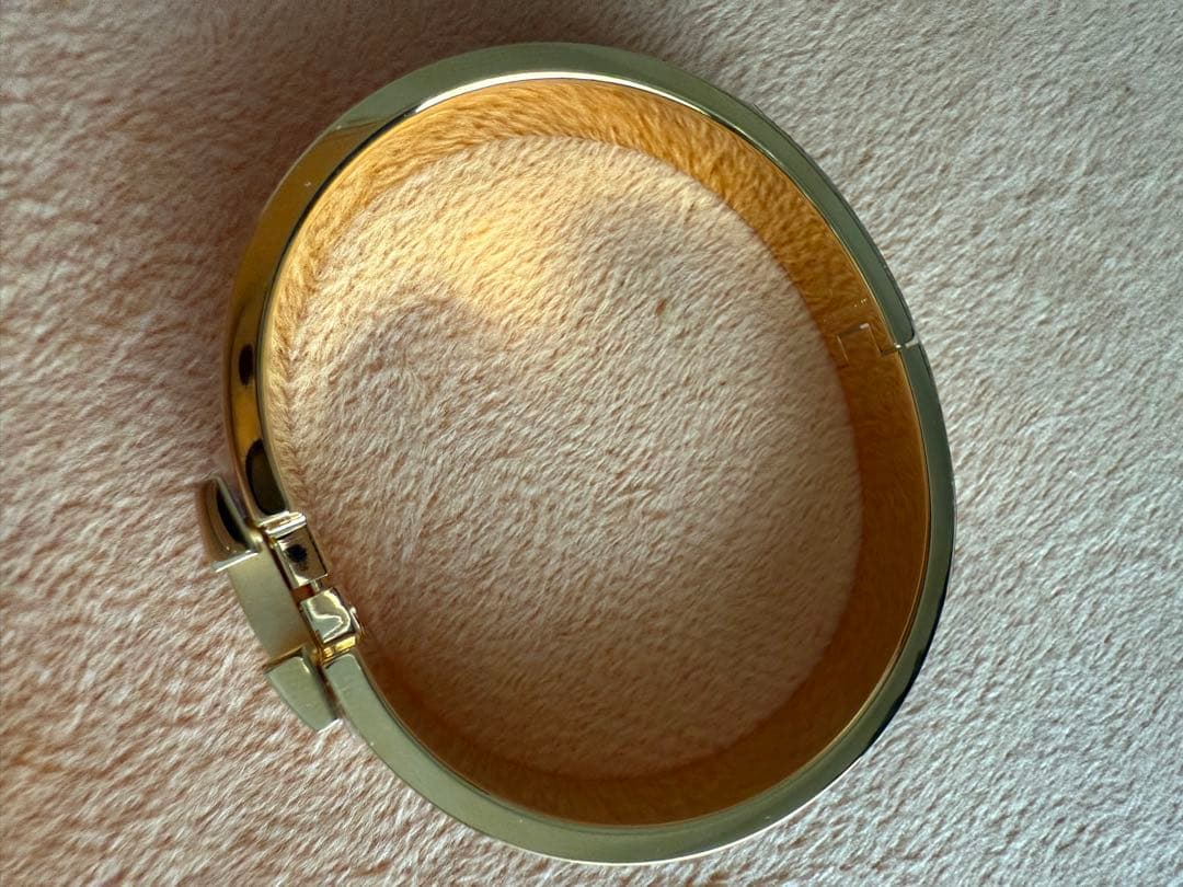 エルメス　ブレスレット　ネイビー金メッキバングル H型 美品