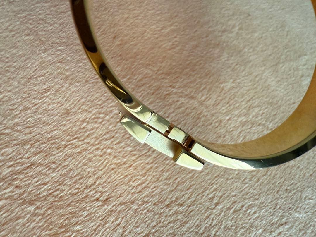 エルメス　ブレスレット　ネイビー金メッキバングル H型 美品