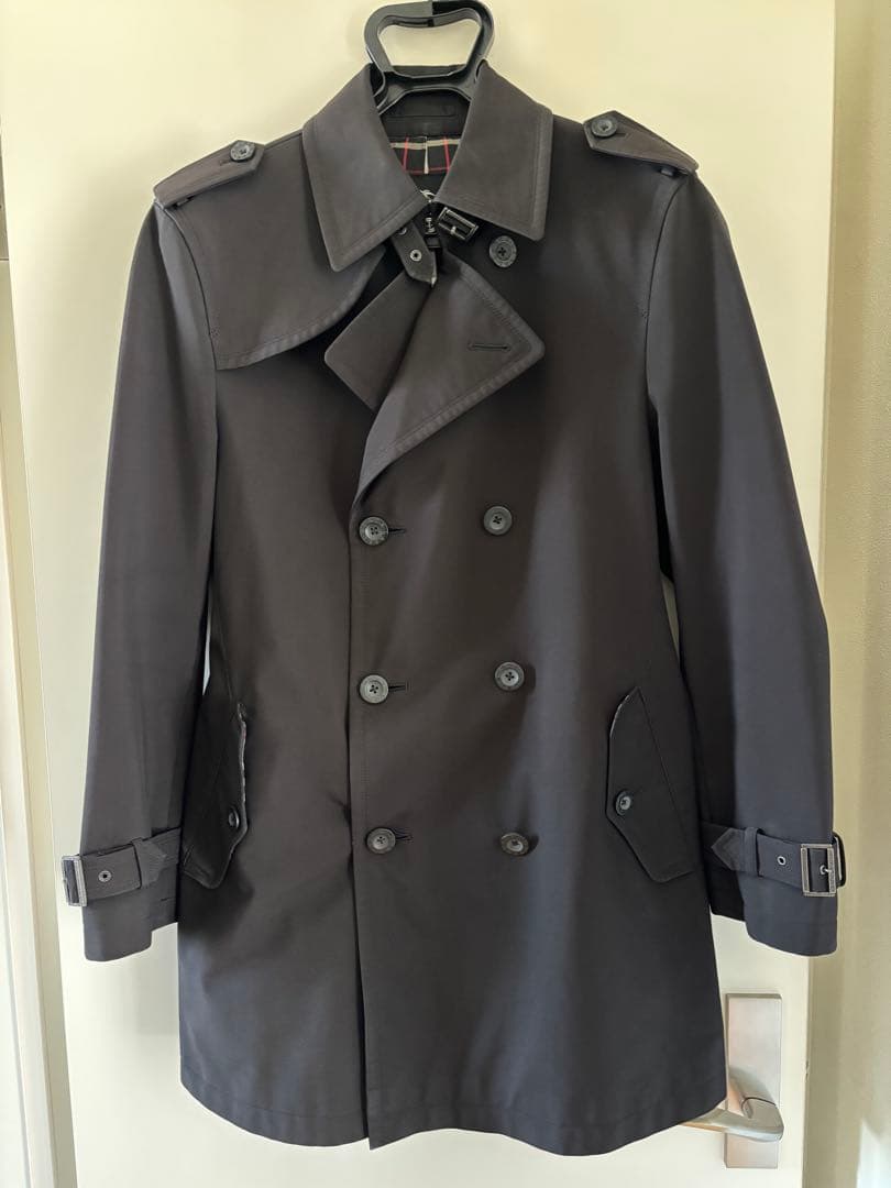 バーバリー ブラックレーベル トレンチコートメンズ Lサイズ ブラック