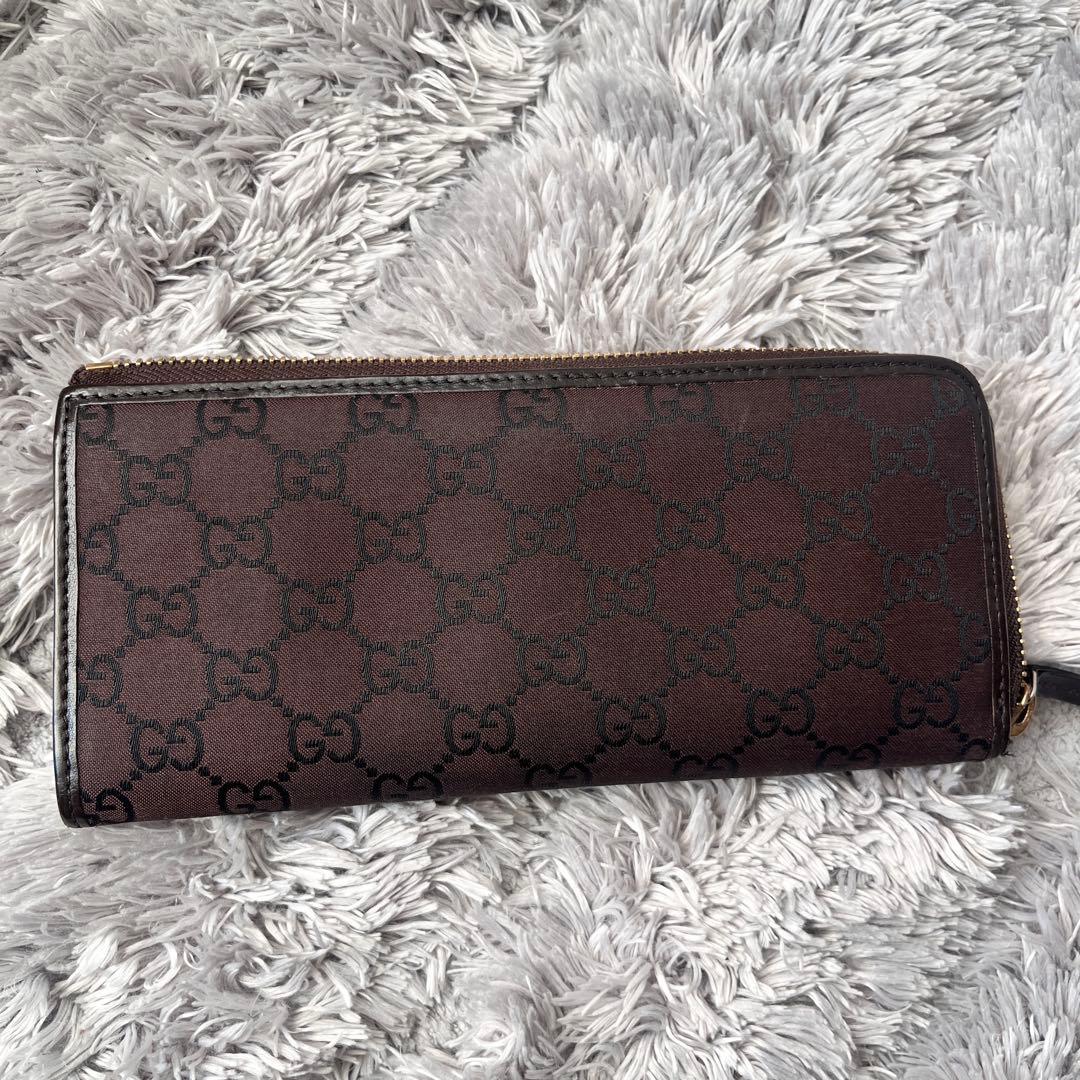 良品✨GUCCI GGナイロン　ブラウン　L字ファスナー　長財布　メンズ