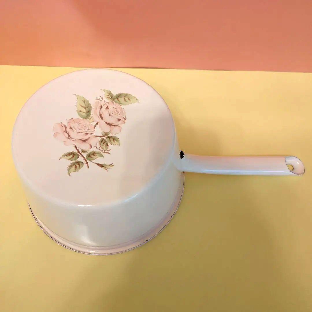 【imane イマン】 ダイアナローズ ソースパン大 ホーロー製 旧商品希少