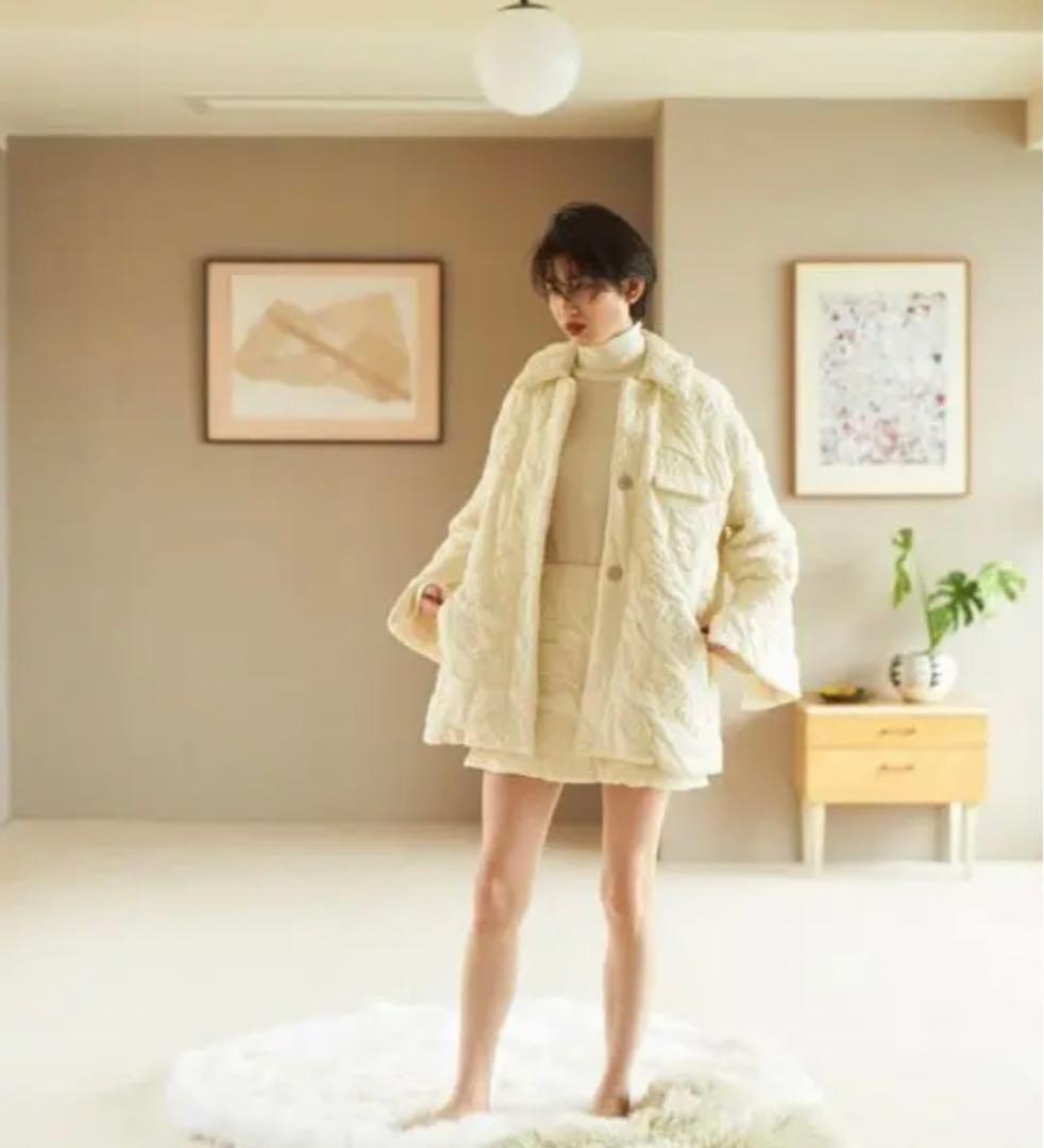 ジャケット・アウター Rosary Moon Fluffy Jacquard Quilted Coat