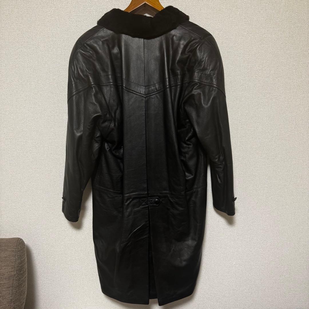 SAGA MINK 本革 ラムレザー ×総毛皮 ファー ロングコートリバーシブル