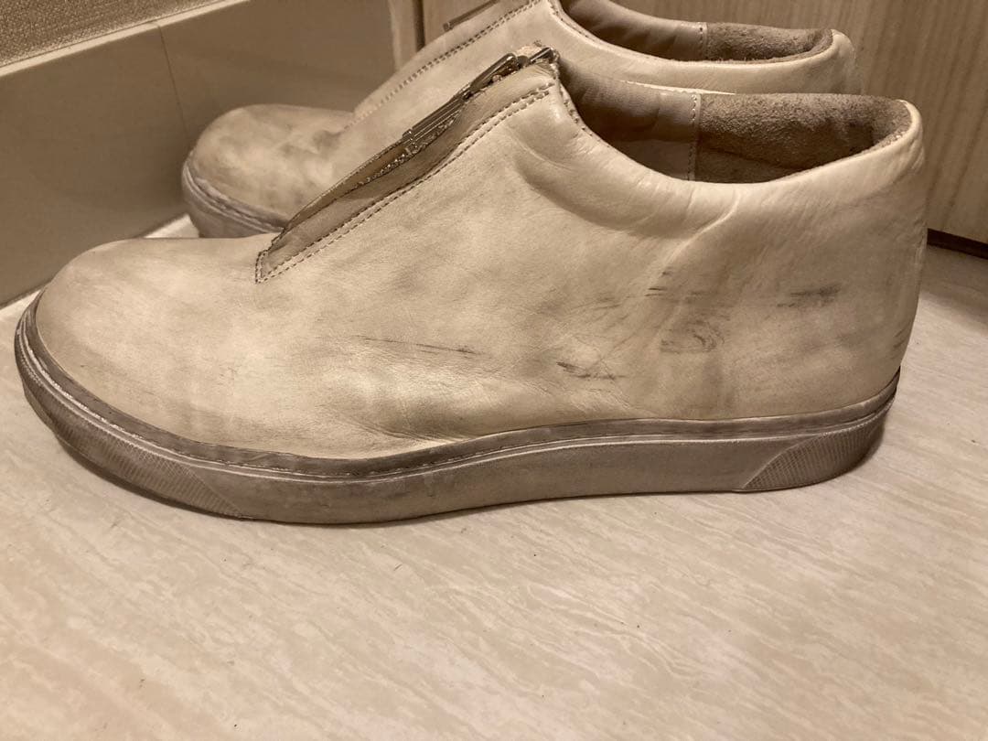 portaille ポルタユ　ホワイトレザー ジッパースニーカー