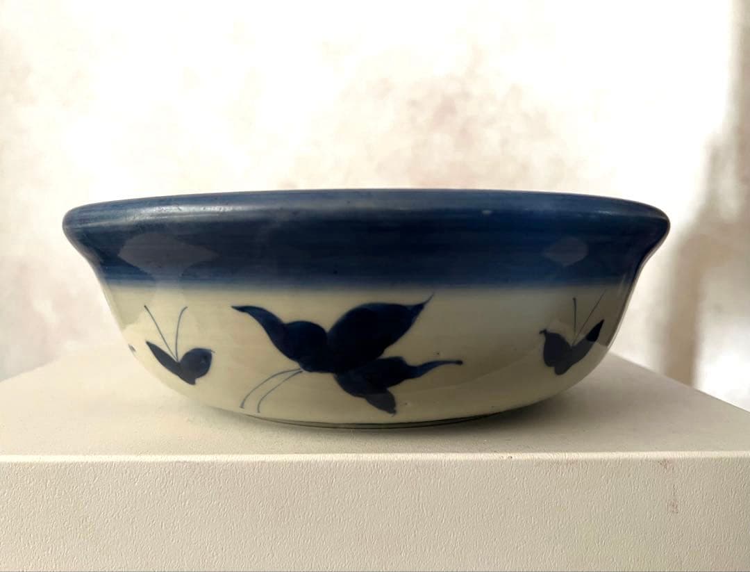 骨董　アンティーク　藍染付　深鉢大皿