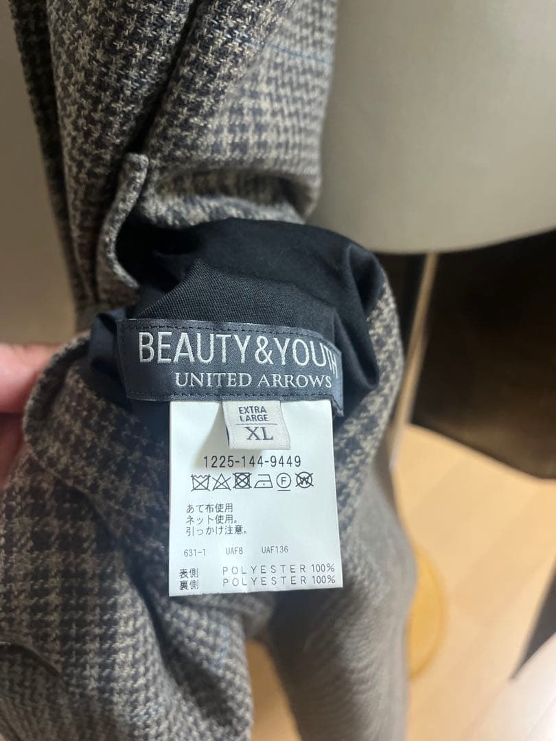 BEAUTY&YOUTHリバーシブルバルカラーステンカラーコート　茶チェックXL