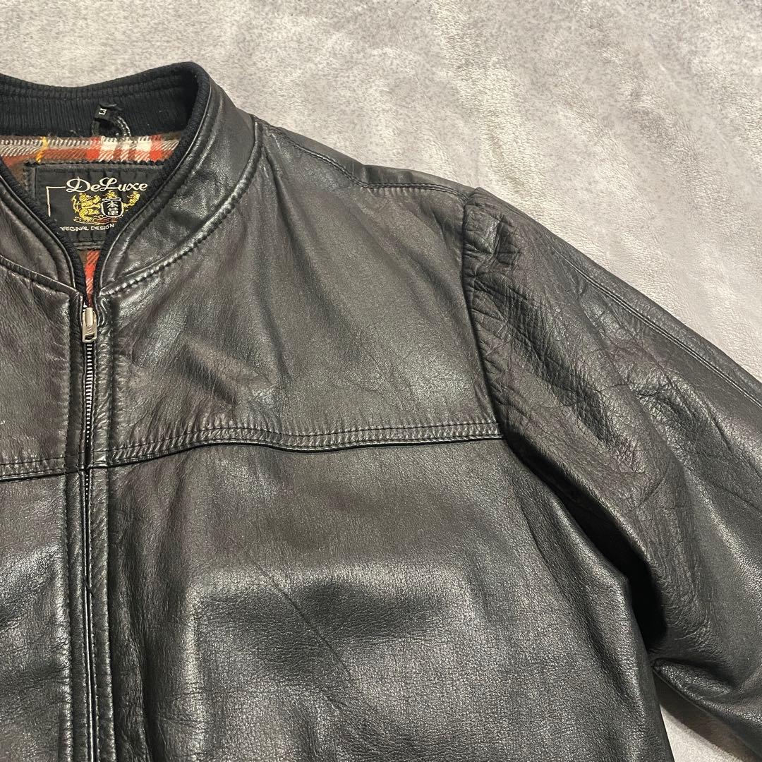 古着　６０−７０s 本革　ライダース　レザージャケット　ブラック　LL 黒