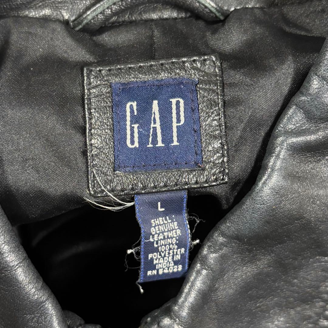 00s OLD GAP レザージャケット レディースL ジップアップ ブラック