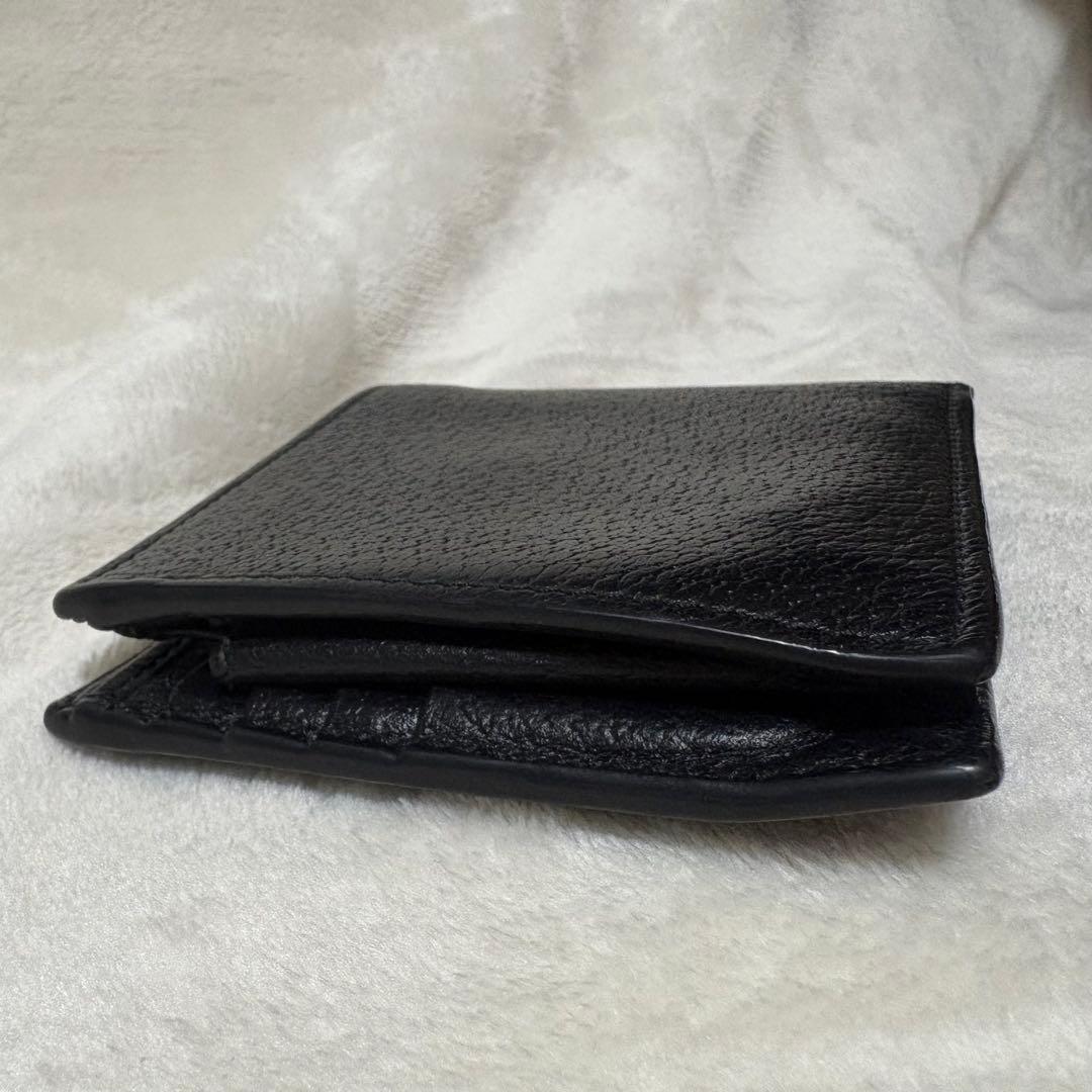 早い者勝ち！美品！GUCCI 二つ折り財布 GGマーモント グッチ レザー 黒