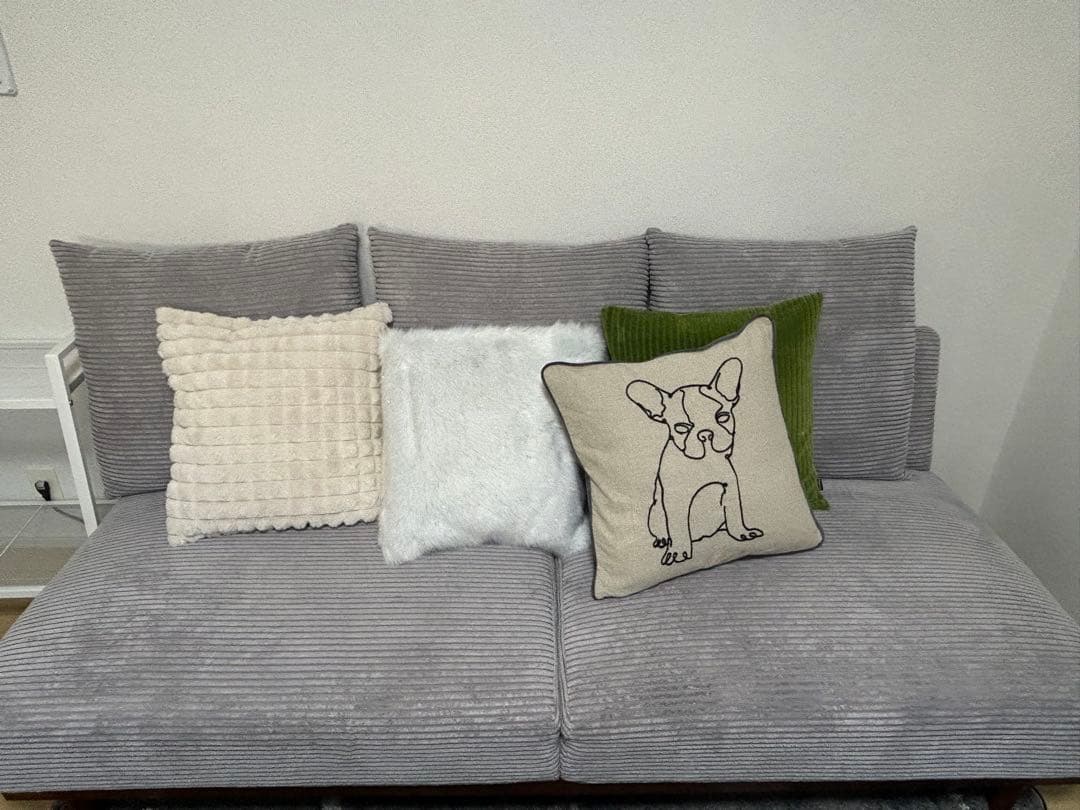 グレー コーデュロイ 2人掛けソファ