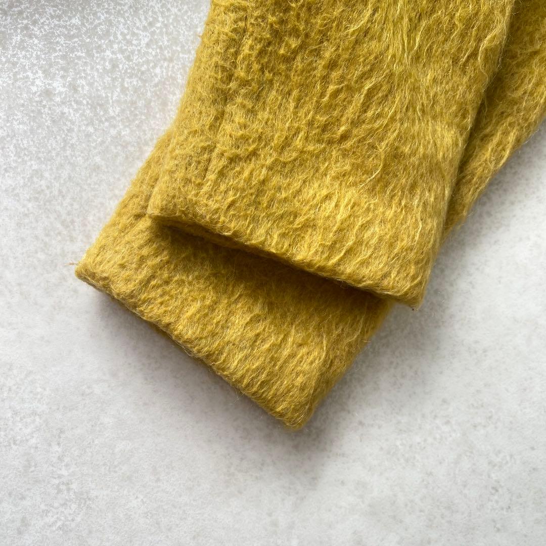 美品 デミルクスビームス シャギー ショールカラー コート ミモザイエロー S