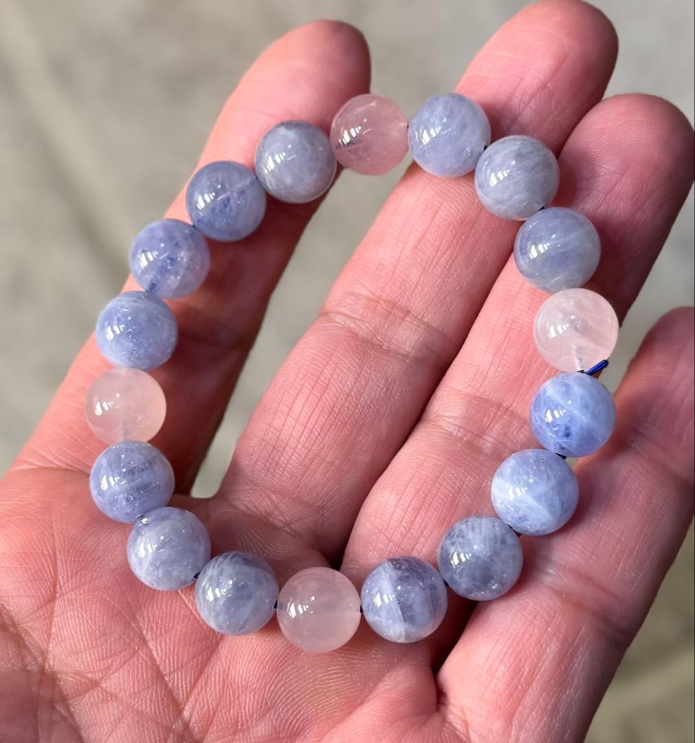 高品質ブルーローズクォーツ　11.4ミリ ④