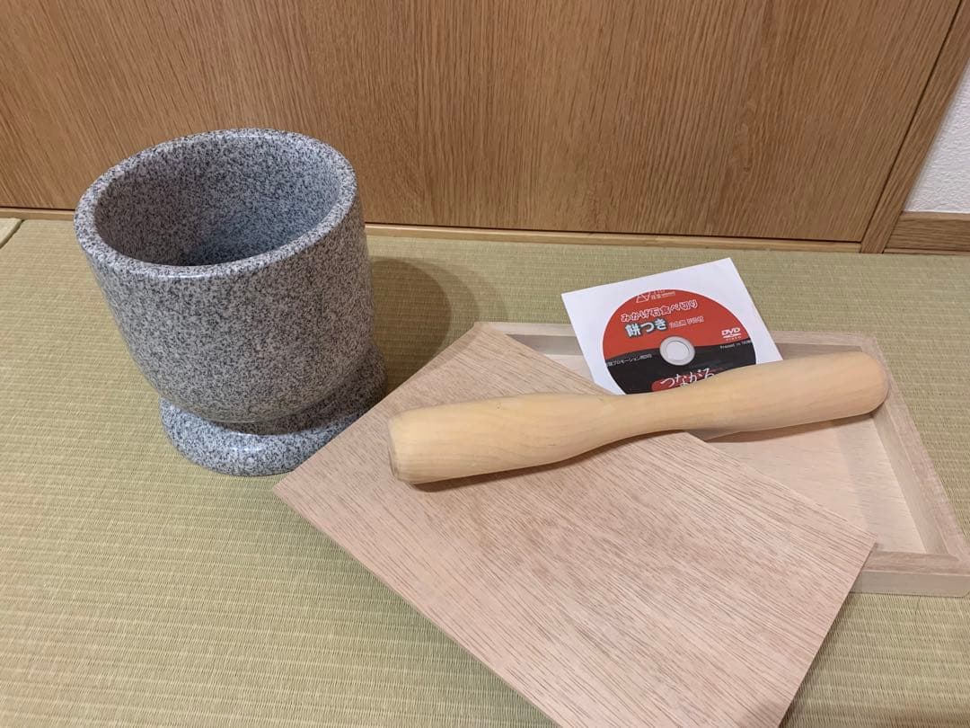 食べたい分だけ！ミニ 餅つき セット 2合用 みかげ石　食育