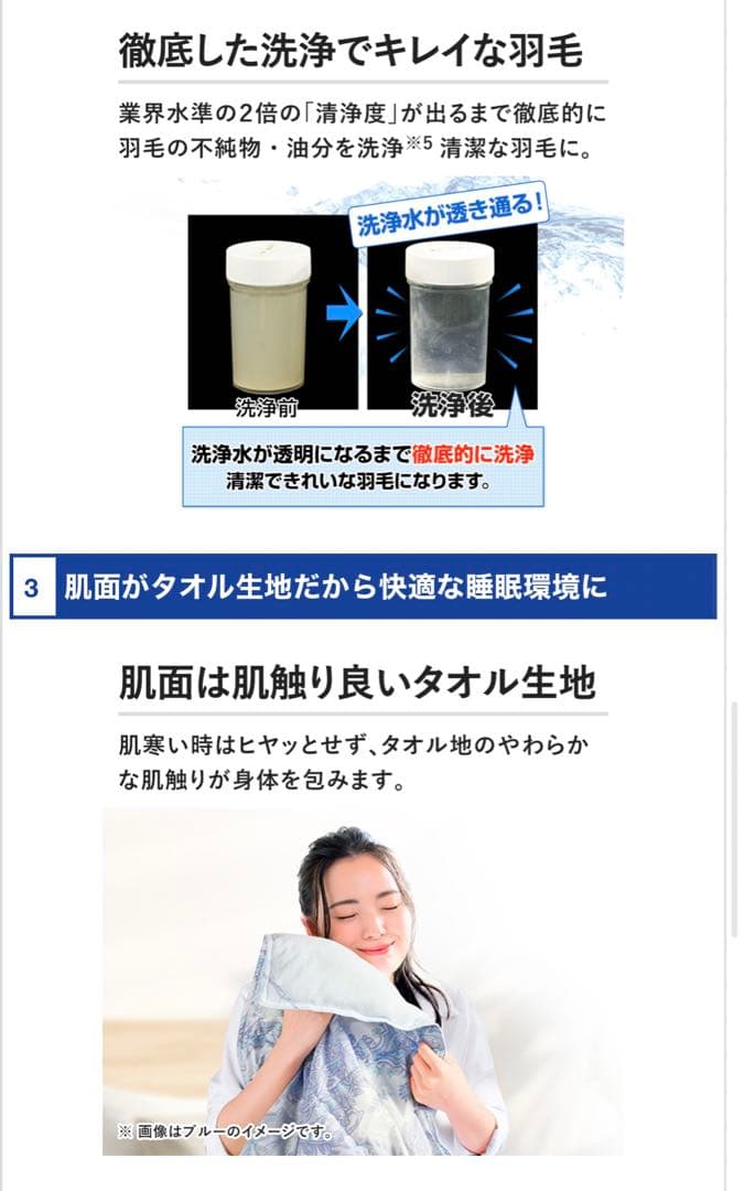 【新品】西川　ポーランド産羽毛使用　　タオル地ダウンケット 羽毛布団