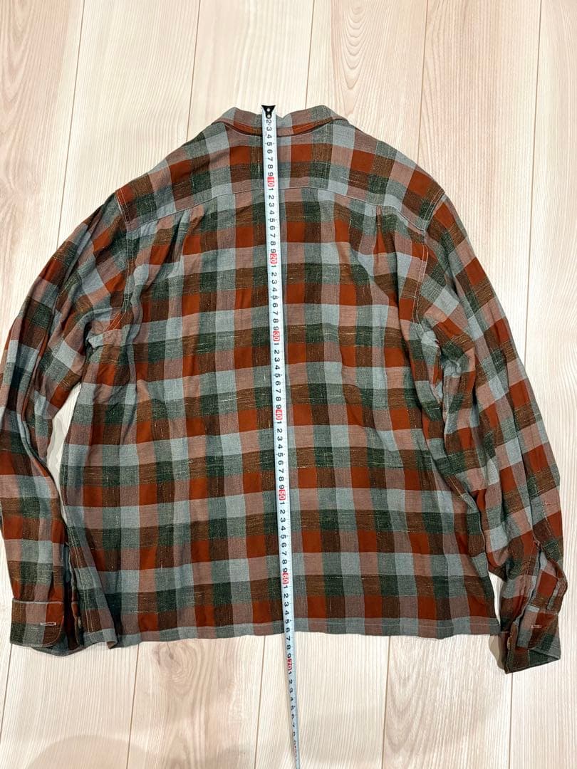 50s 60s コットン　(レーヨン混？) チェック　ビンテージ　 開襟シャツ