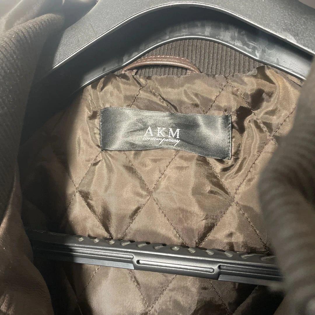 AKMコンテンポラリー レザー パーカー ジャケット ダークブラウン XL
