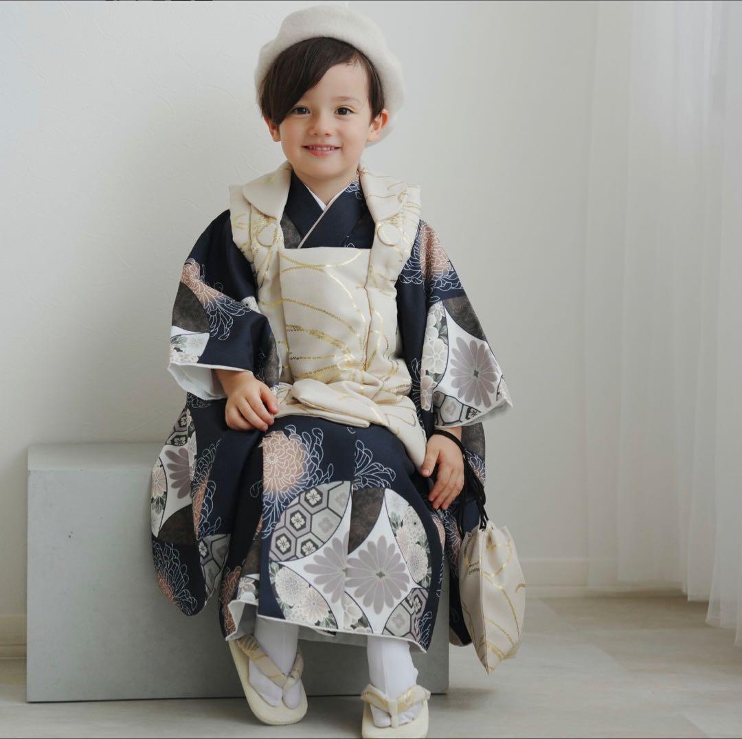 【即日発送】ひよこ商店 七五三 男の子 被布セット 紺