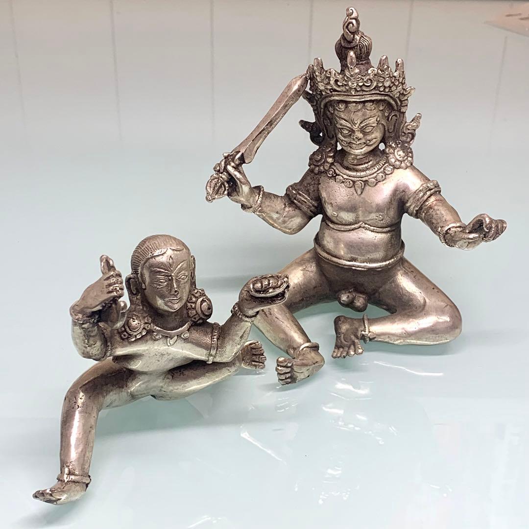 縁起物　仏壇　天王金剛仏と女灵仏 交歡 法王金剛劍持つ　金剛杵持つ　レア時代物