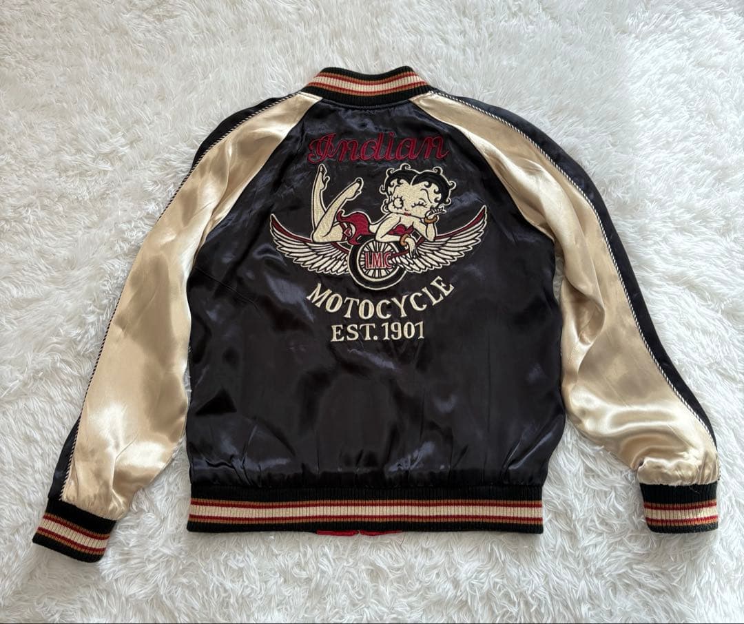 希少BETTYBOOP×INDIANリバーシブルスカジャンS