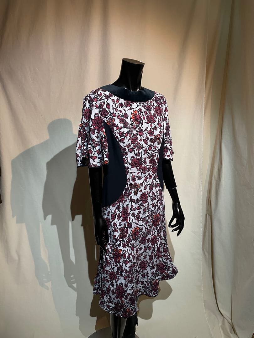 LOUIS VUITTON ブラックフローラルワンピースドレス M