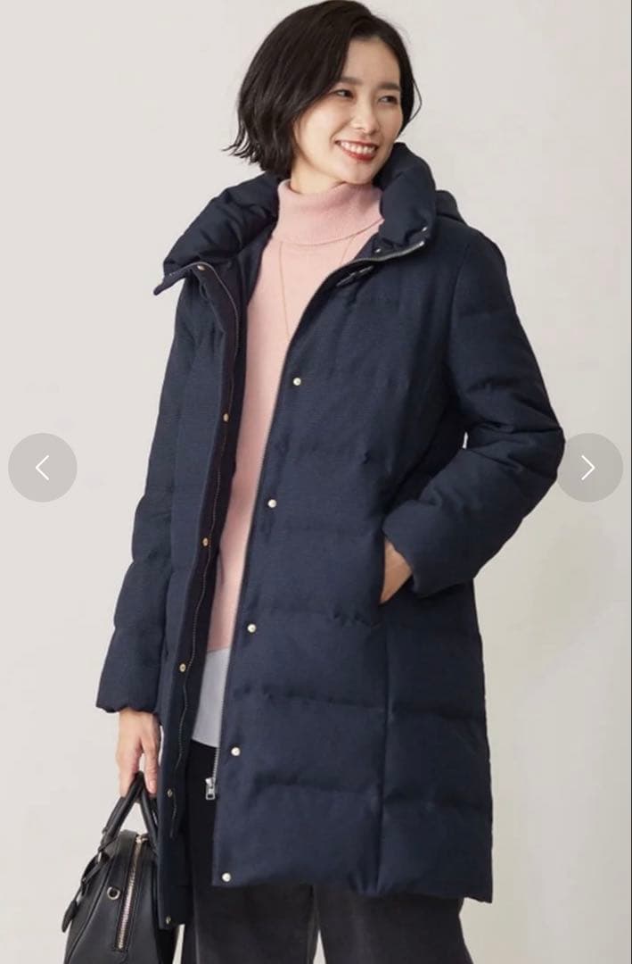 美品 J.PRESS 千鳥 グレンチェック ロング ダウン コート 11