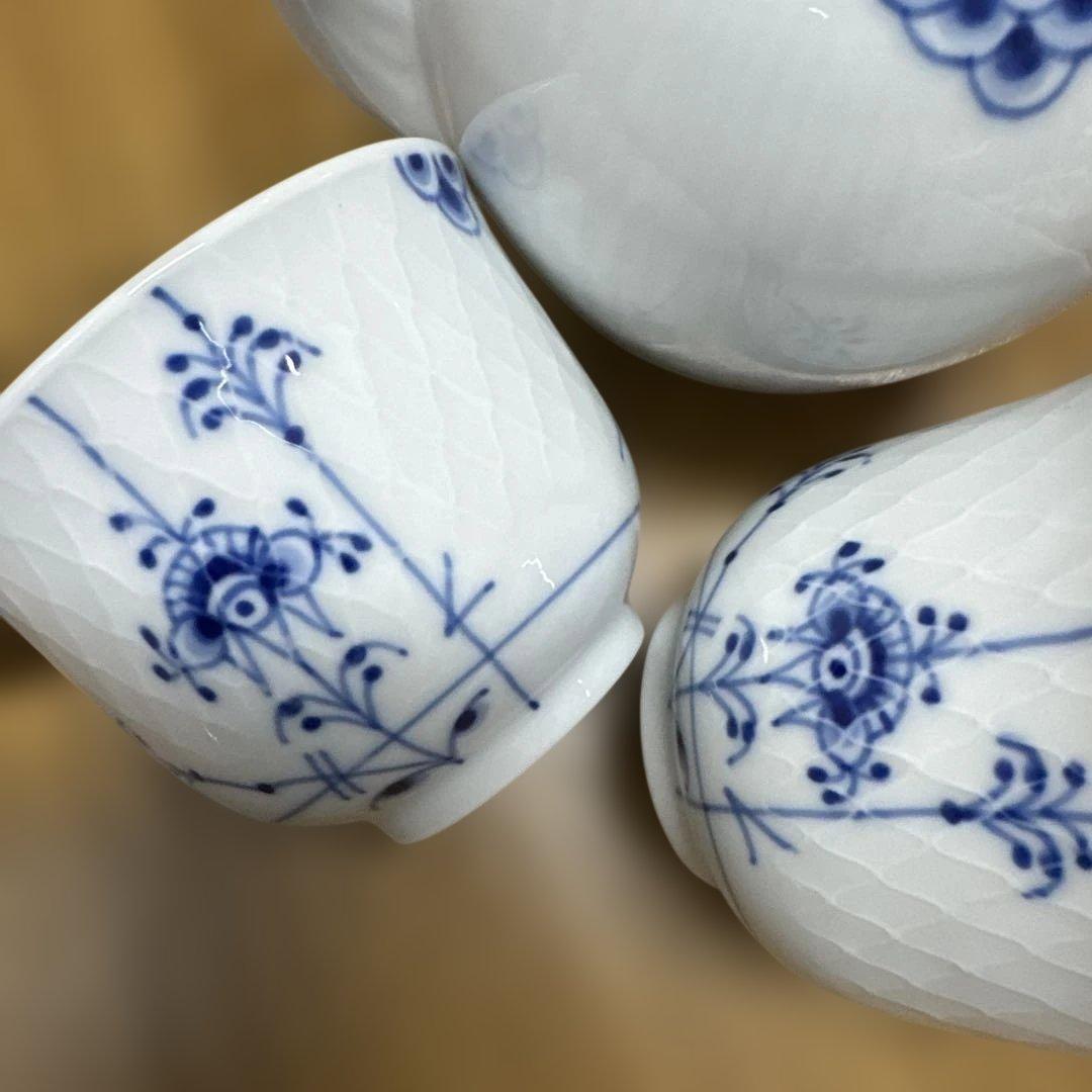 ロイヤルコペンハーゲン プリンセス 急須&ブルーパルメッテ 湯呑&茶托（小皿）