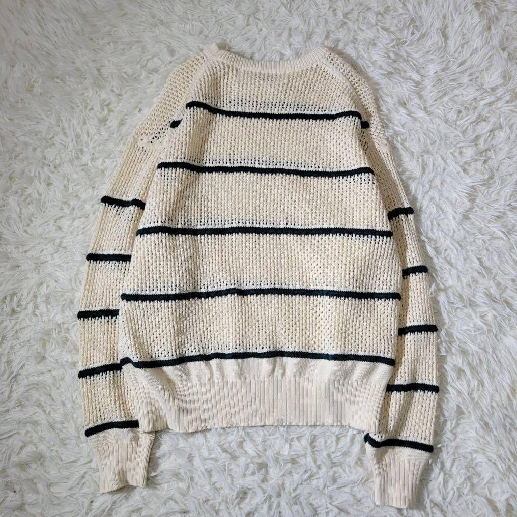 美品☆シンゾーン　リネン コットン ニット ボーダー クルーネック　メッシュ