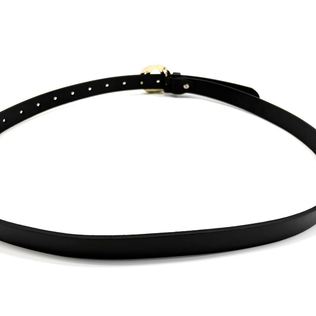 【美品】GUCCI ベルト インターロッキング 黒 ゴールド ダブルGG レザー