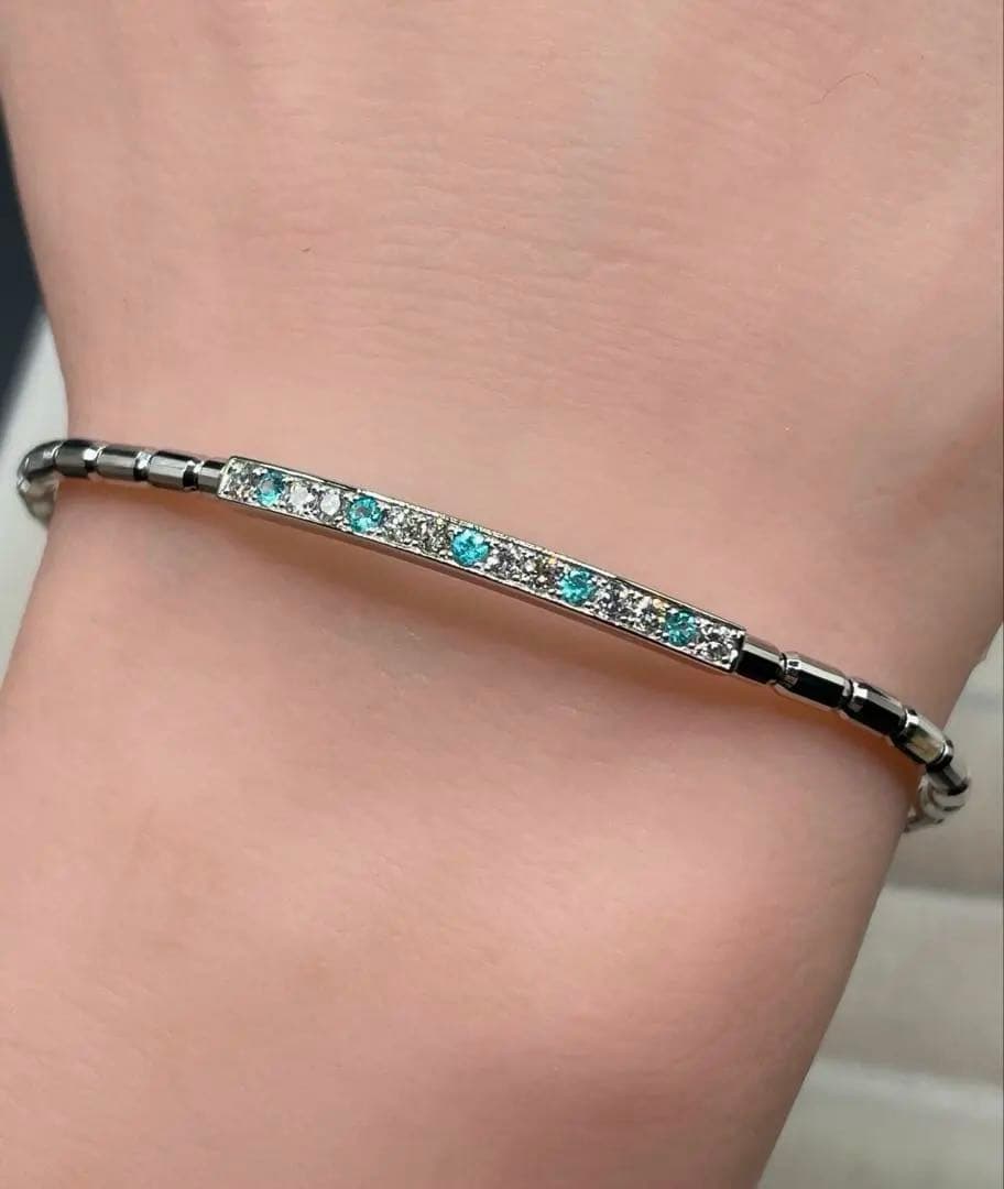 専用JL82★高級 パライバトルマリン0.11ct D pt ブレスレット 鑑付