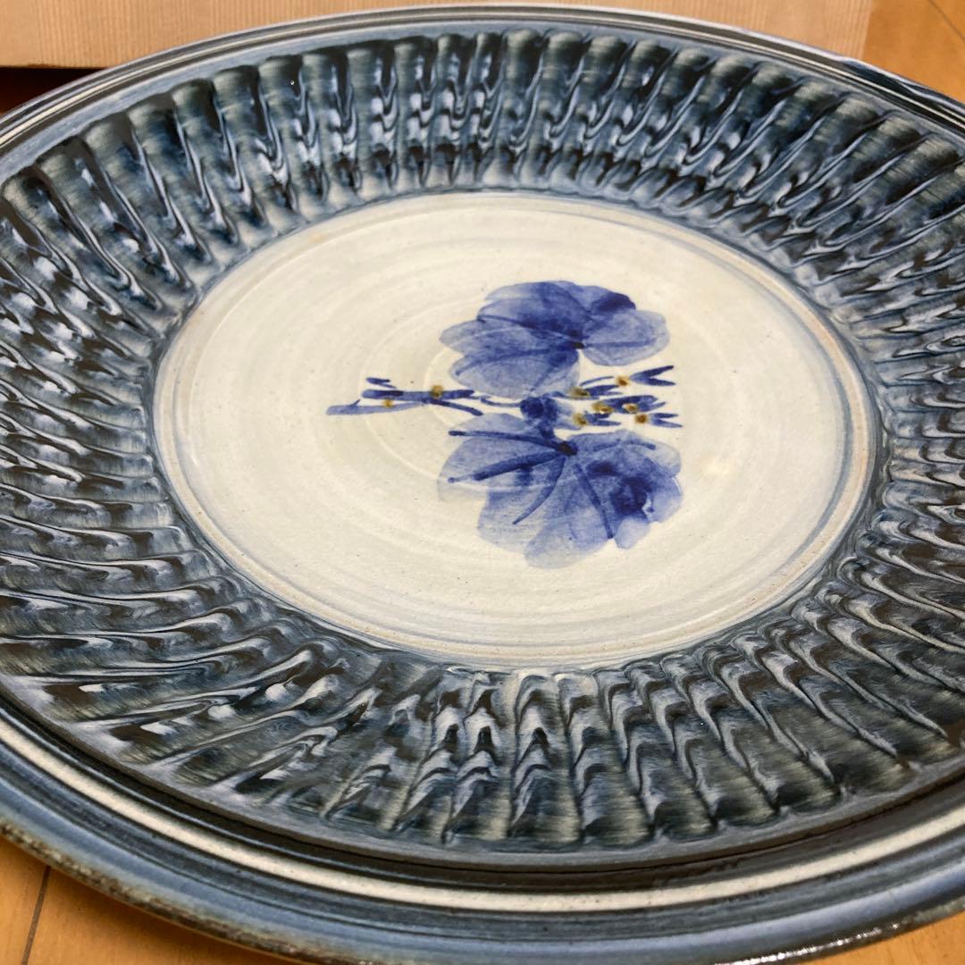 羽島焼 小河原勝康 大皿 幅約40センチ 皿 鉢 飾り皿 共箱