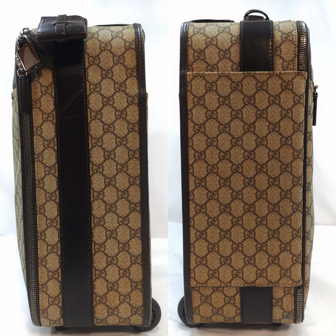 グッチ キャリーケース 旅行鞄 レザー×PVC 大容量 GG柄 ブラウン