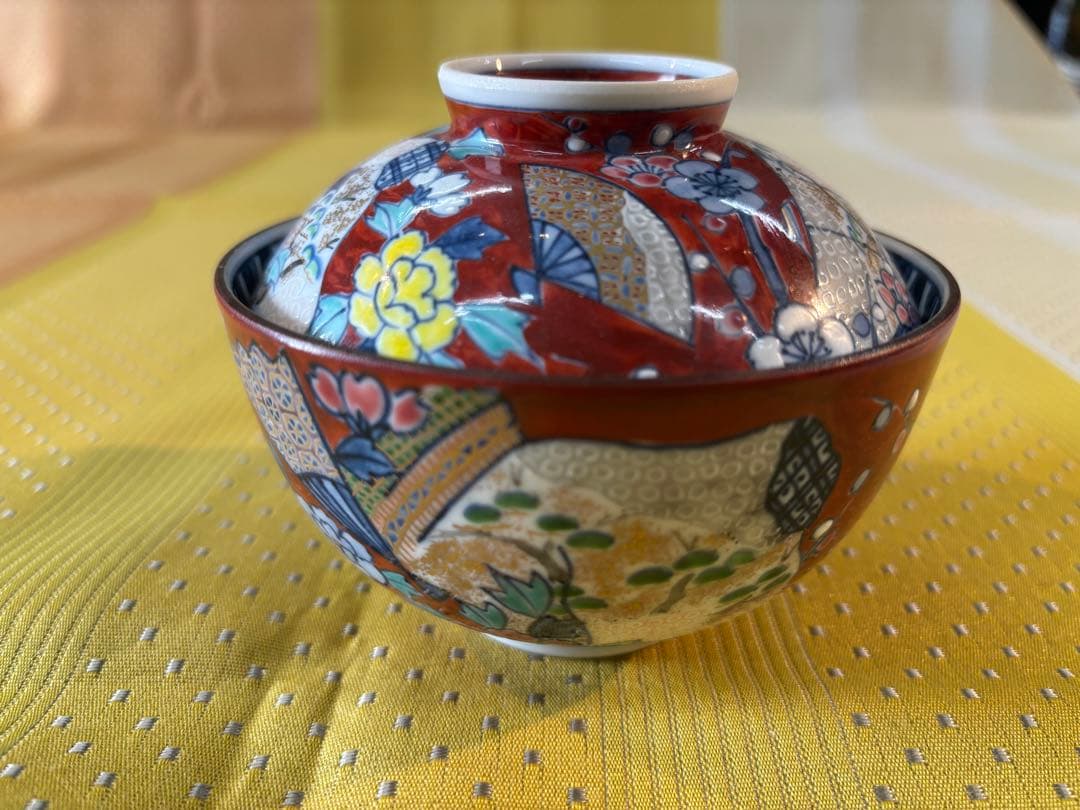 京焼清水焼 平安京泉作 誰が袖蓋付き碗