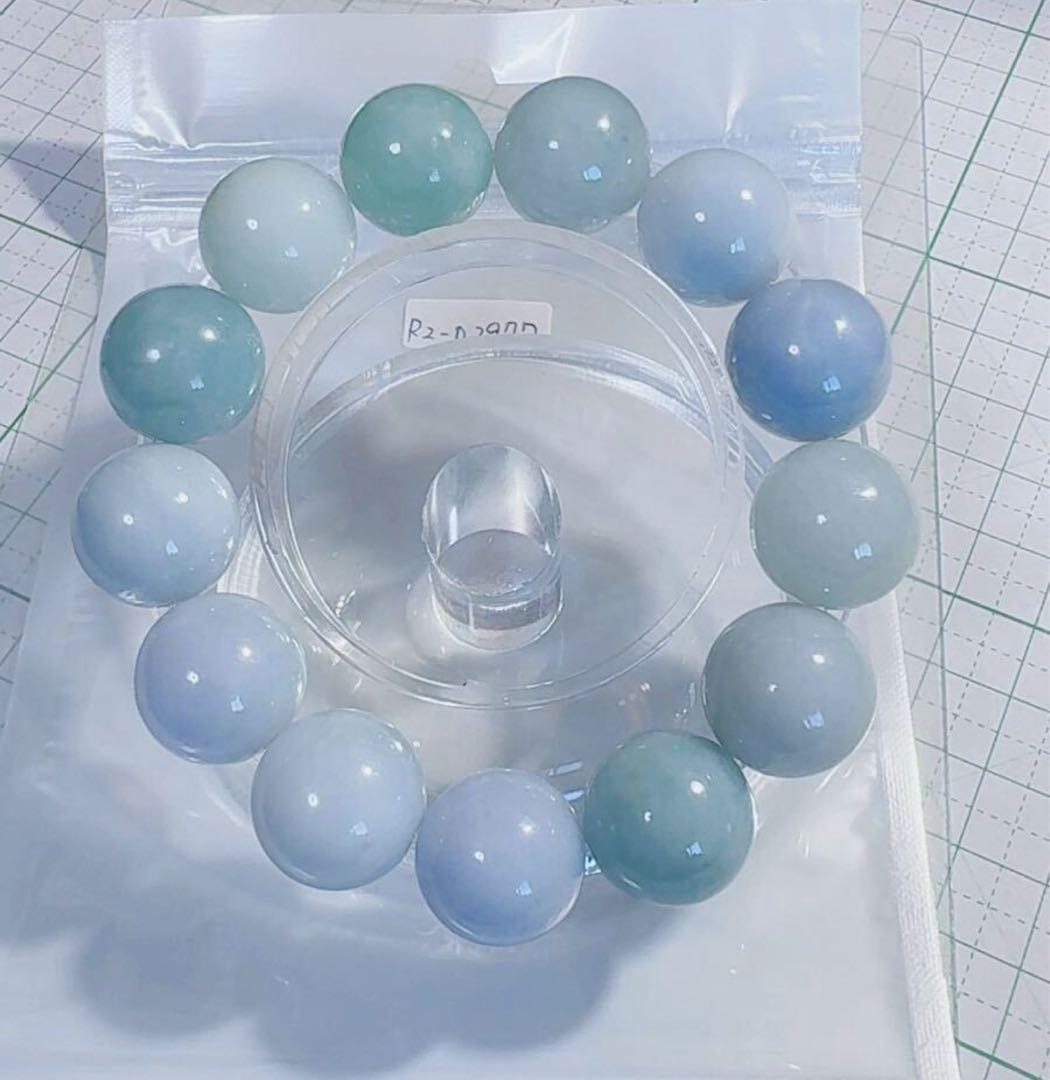 R2-02977天然本翡翠《本物保証》 翡翠ブレスレット18cm 大粒17.2