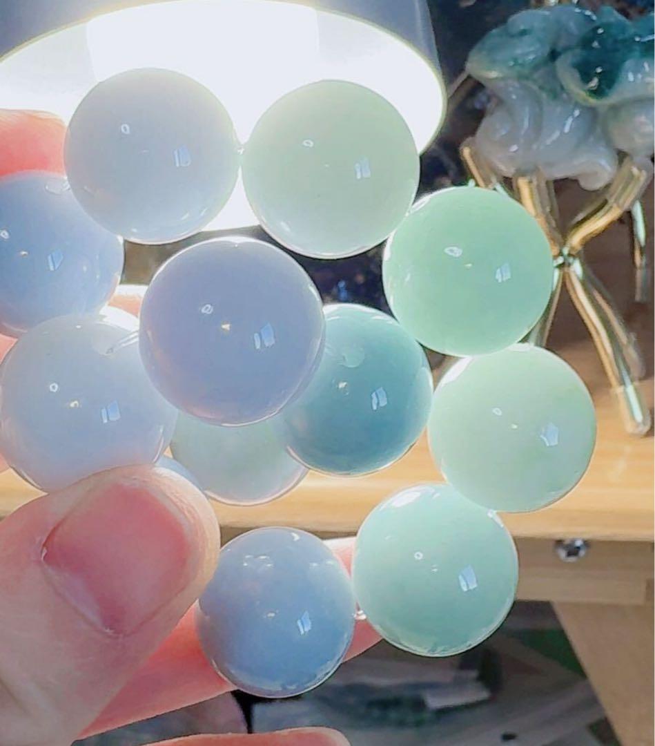 R2-02977天然本翡翠《本物保証》 翡翠ブレスレット18cm 大粒17.2