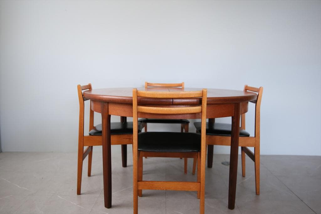 英国ヴィンテージチーク古木ダイニングチェア/椅子イス/モダン(92-183-2)