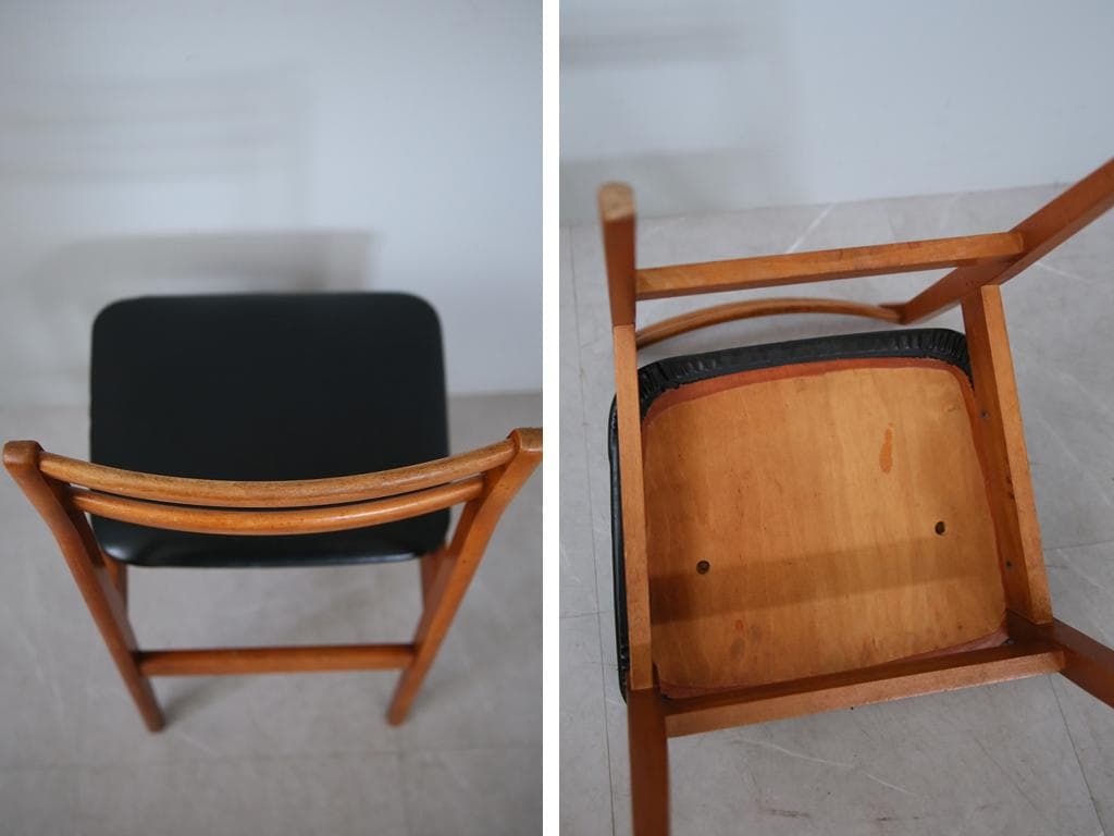 英国ヴィンテージチーク古木ダイニングチェア/椅子イス/モダン(92-183-2)