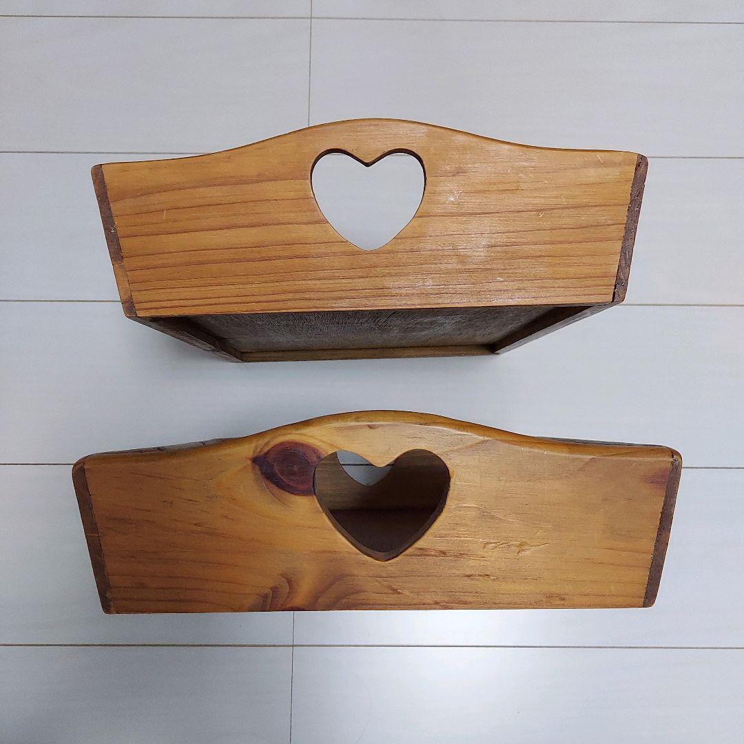 木製　ハート　ウッドプレート　引出し　トレー　２点セット