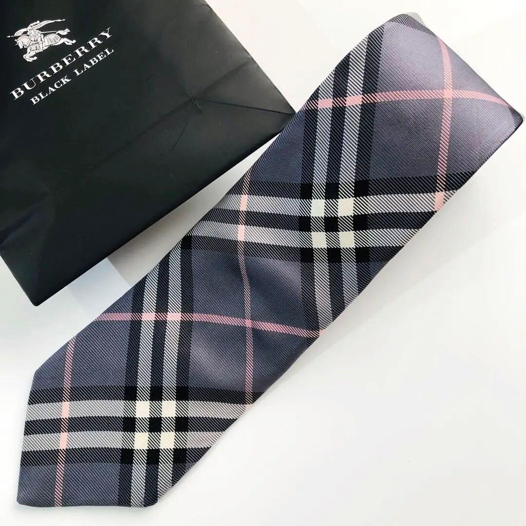 バーバリーブラックレーベル ネクタイ ノヴァチェック柄 グレー