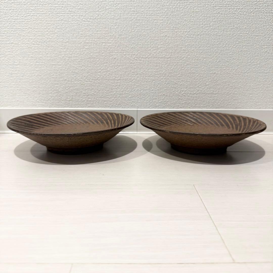 新品 作家 小澤基晴 ブロンズ ぐるぐる 8寸鉢 2枚