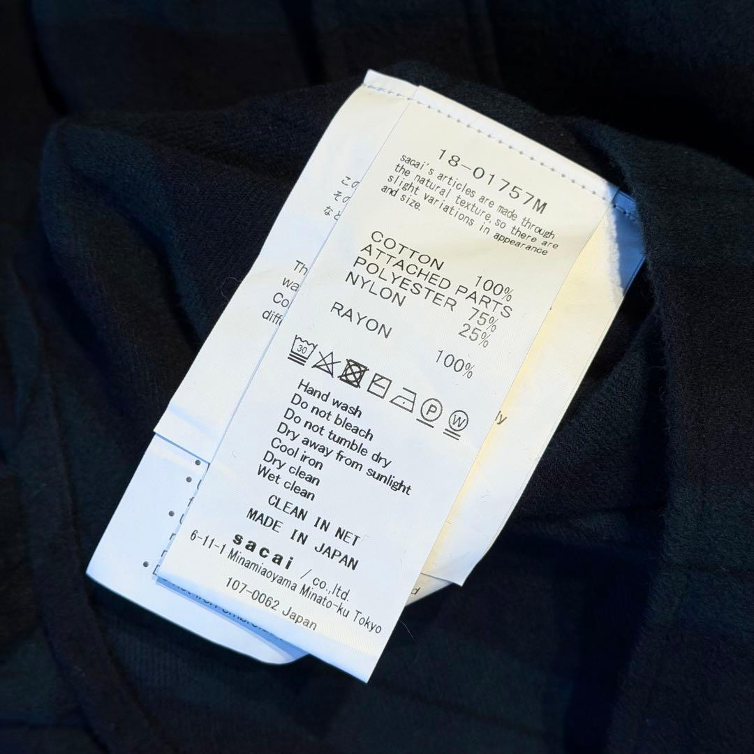 sacai サカイ 18AW Embroidery Check Shirt 2